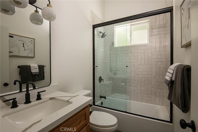 388 Primrose Cir, Lake Arrowhead, CA 92352 - bathroom with vanity, enclosed tub / shower combo, and toilet