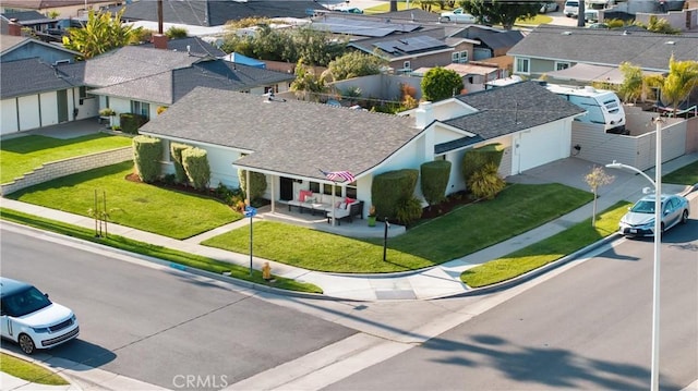 bird's eye view with a residential view