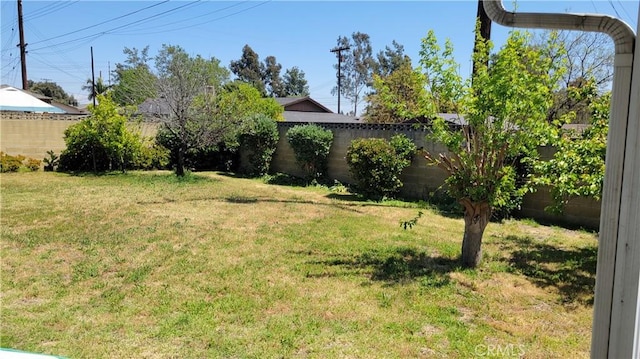 view of yard featuring a fenced backyard