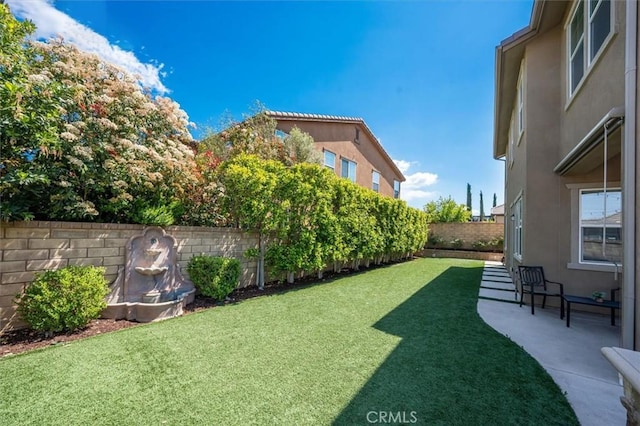 view of yard featuring a fenced backyard