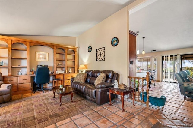 1315 Hermana Ct, Vista, CA 92084 - living area with an office area and vaulted ceiling