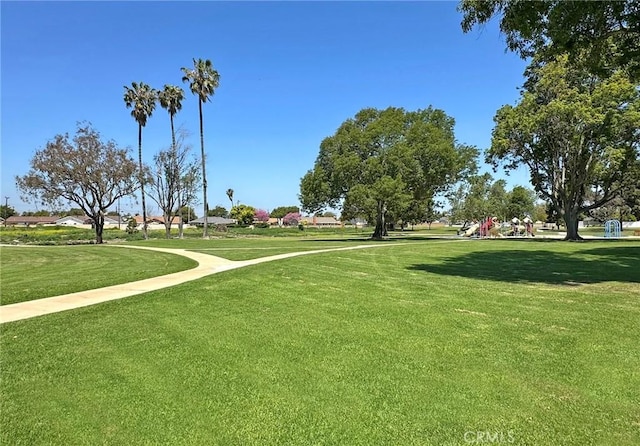 surrounding community featuring a lawn and playground community