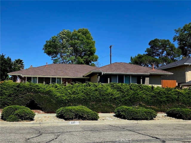 view of single story home