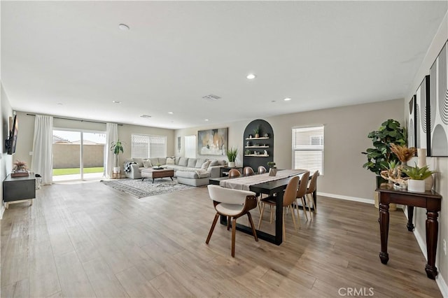 29101 Long Horn Ln, Winchester, CA 92596 - dining area with recessed lighting, baseboards, a wealth of natural light, and light wood-type flooring