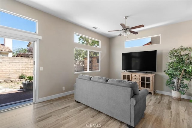 1128 Grass Valley Way, Santa Maria, CA 93454 - living room with plenty of natural light, ceiling fan, and light wood-type flooring