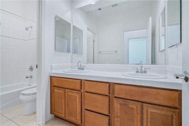 2612 Silverwood Way, Paso Robles, CA 93446 - full bathroom featuring toilet, tile patterned flooring, double vanity, and bathtub / shower combination