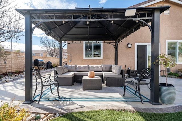27975 Langley Pl, Castaic, CA 91384 - view of patio featuring a gazebo, fence, and an outdoor living space