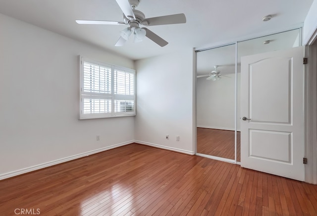 814 S Patton Ave Unit 2, San Pedro, CA 90731 - unfurnished bedroom with light wood-style floors, a closet, baseboards, and ceiling fan