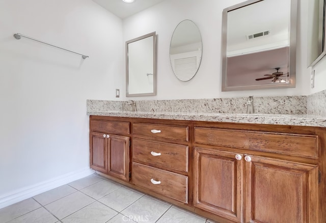 814 S Patton Ave Unit 2, San Pedro, CA 90731 - full bath featuring tile patterned floors, a ceiling fan, double vanity, and baseboards