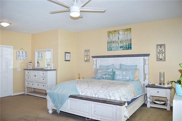38256 Wild Poppy Ln, Yucaipa, CA 92399 - bedroom with carpet floors, a ceiling fan, and baseboards
