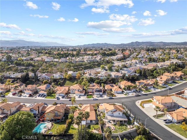 aerial view with a residential view and a mountain view