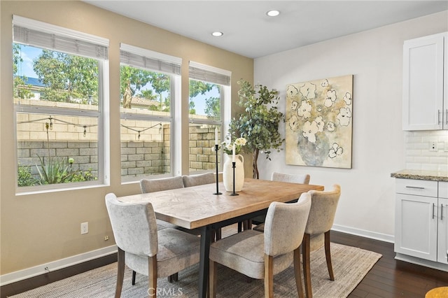 15 Clover, Lake Forest, CA 92630 - dining space with baseboards, dark wood-style floors, and recessed lighting