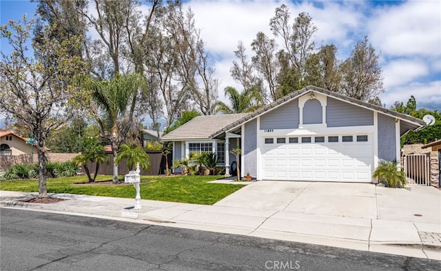 11820 Mount Wilson Ct, Rancho Cucamonga, CA 91737 - single story home with a tiled roof, a garage, fence, a front lawn, and concrete driveway