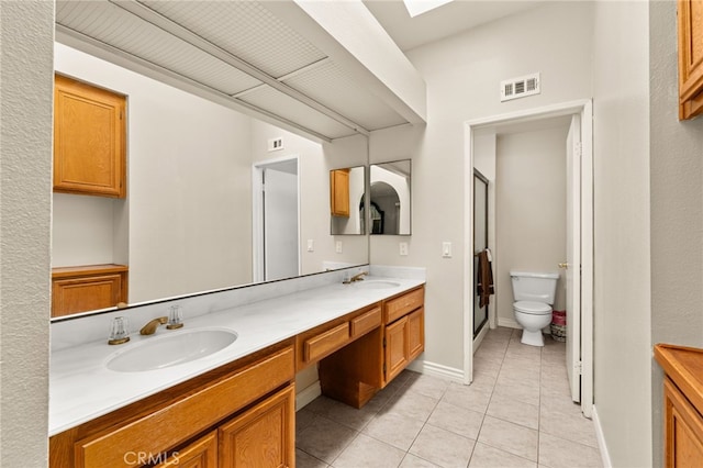 11820 Mount Wilson Ct, Rancho Cucamonga, CA 91737 - bathroom with tile patterned flooring, a sink, double vanity, and visible vents
