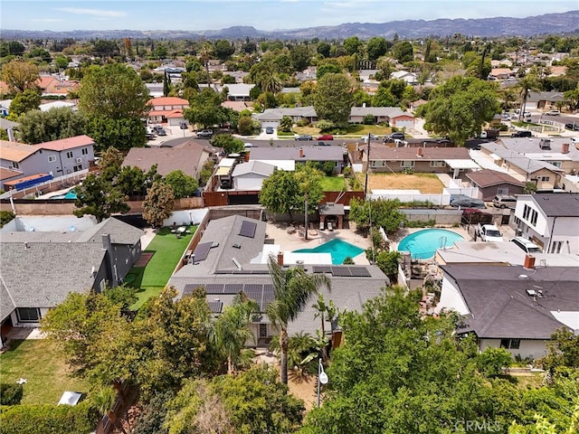 aerial view with a residential view and a mountain view