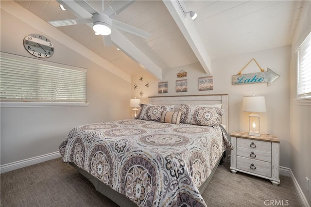 27550 N Bay Rd, Lake Arrowhead, CA 92352 - carpeted bedroom with baseboards and a ceiling fan