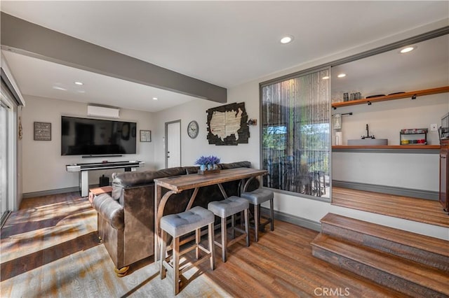 27550 N Bay Rd, Lake Arrowhead, CA 92352 - living room featuring wood finished floors, recessed lighting, and baseboards