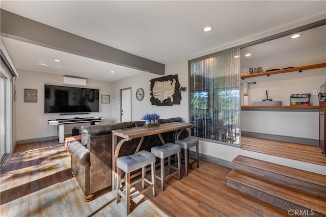 27550 N Bay Rd, Lake Arrowhead, CA 92352 - living area with wood finished floors, recessed lighting, and baseboards