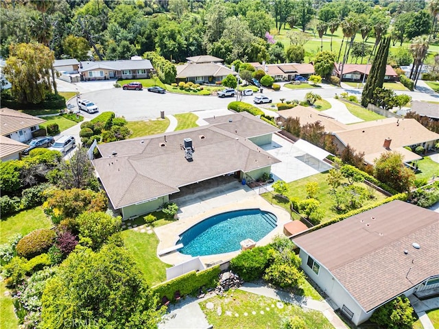 aerial view with a residential view