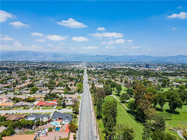 bird's eye view featuring a residential view and a mountain view