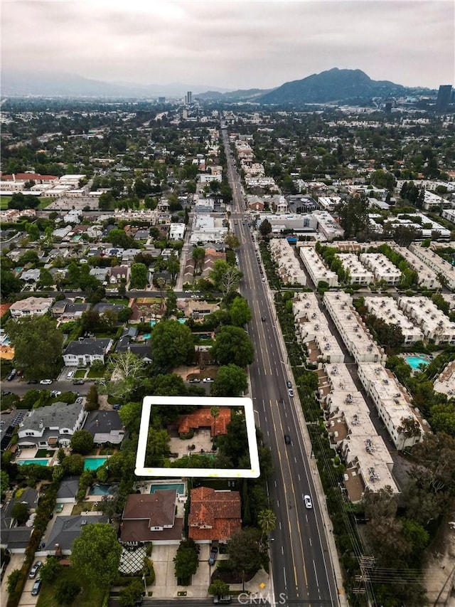 drone / aerial view with a mountain view