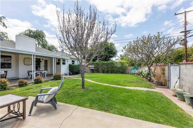 view of yard featuring a fenced backyard and a patio area
