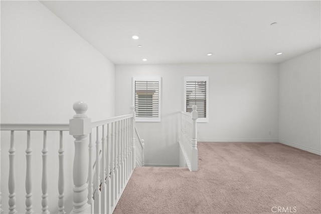 107 Frontier, Irvine, CA 92620 - hallway with an upstairs landing, carpet floors, recessed lighting, and baseboards