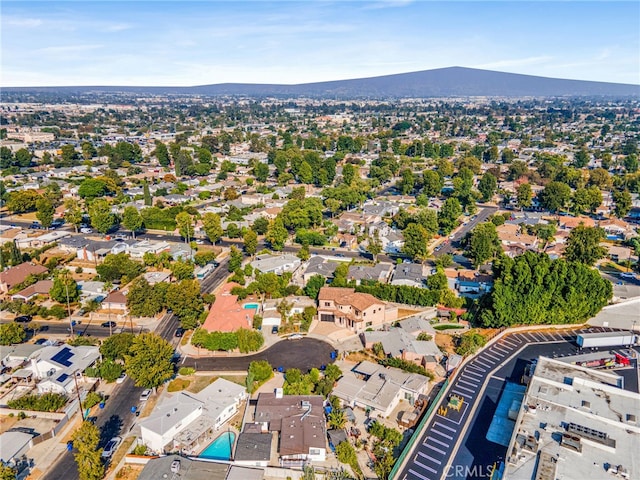 birds eye view of property featuring a mountain view