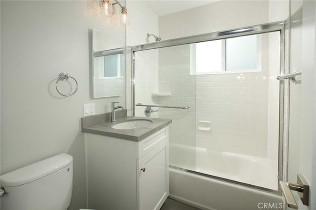 5459 Carlin St, Los Angeles, CA 90016 - bathroom with shower / bath combination with glass door, toilet, and vanity