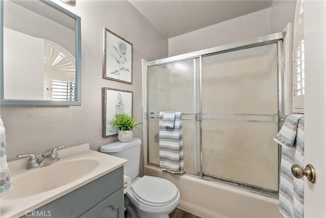 21340 Via Del Puma, Yorba Linda, CA 92887 - bathroom with vanity, bath / shower combo with glass door, and a textured wall