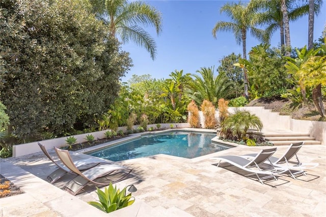 view of pool with a patio and a fenced in pool