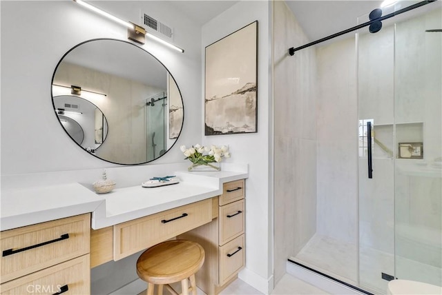 1467 N Kathleen Ln, Orange, CA 92867 - full bathroom with visible vents, a stall shower, and vanity
