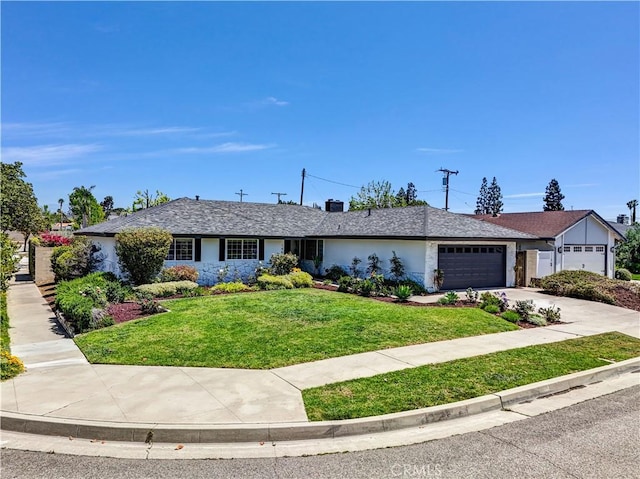 1467 N Kathleen Ln, Orange, CA 92867 - ranch-style house featuring concrete driveway, a garage, stucco siding, and a front lawn