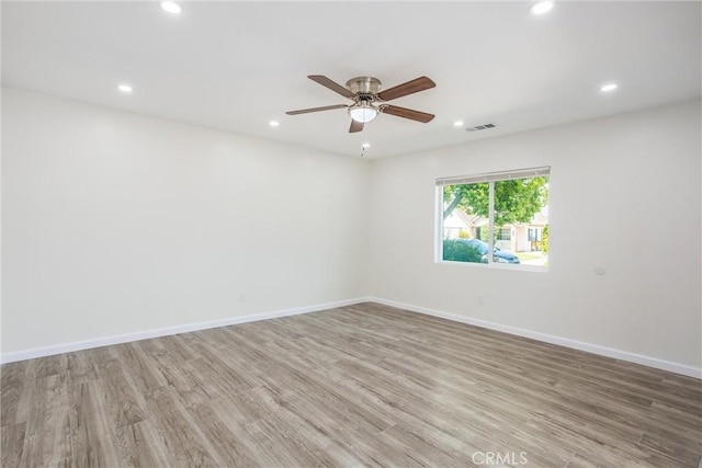 636 Harding Dr, Redlands, CA 92373 - unfurnished room with recessed lighting, baseboards, ceiling fan, and wood finished floors