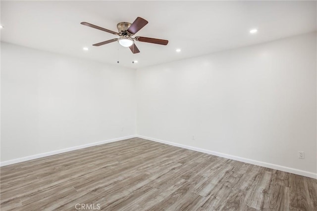 636 Harding Dr, Redlands, CA 92373 - spare room with recessed lighting, baseboards, ceiling fan, and wood finished floors