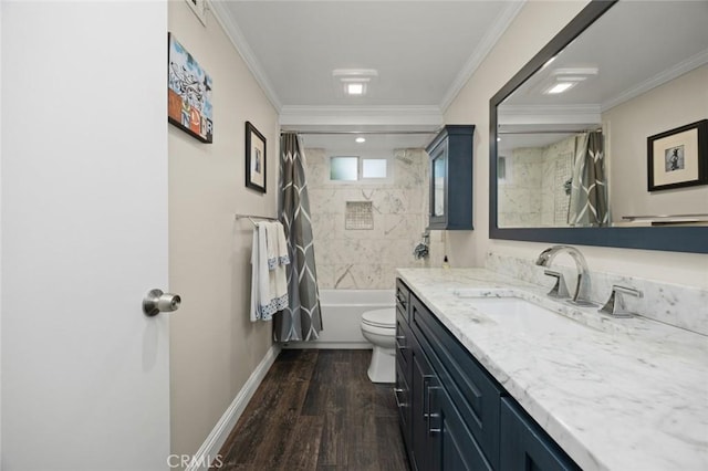 5681 Casa Loma Ave, Yorba Linda, CA 92886 - full bath featuring vanity, ornamental molding, toilet, wood finished floors, and baseboards