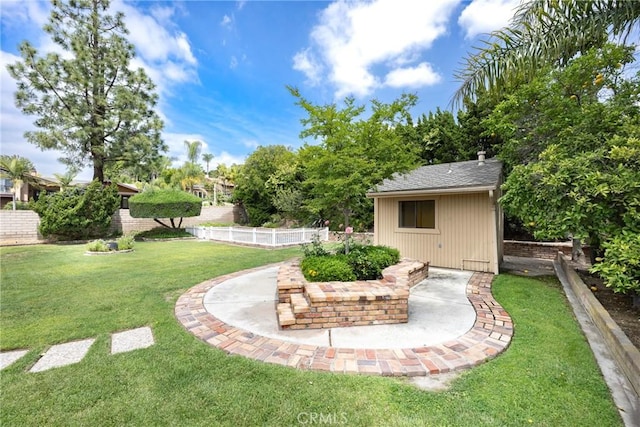 view of yard with a patio area and fence