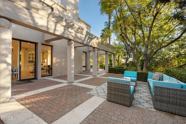 view of patio featuring an outdoor living space