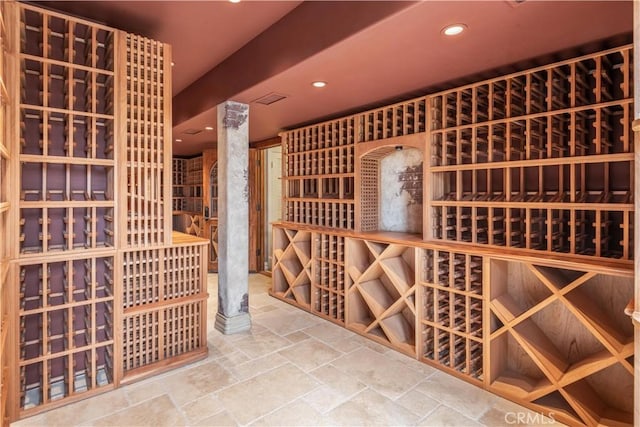 2008 Via Visalia, Palos Verdes Estates, CA 90274 - wine area with stone tile flooring and recessed lighting