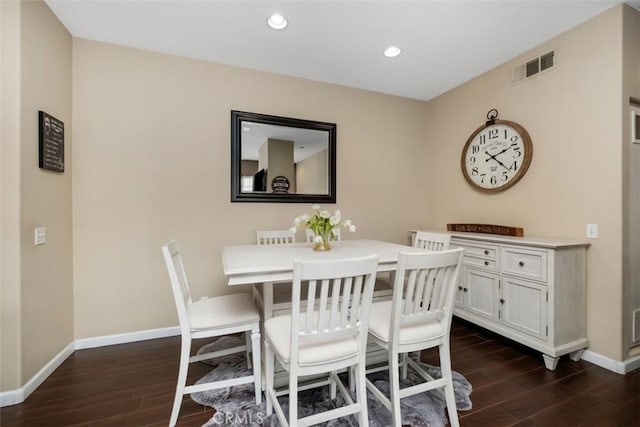 4 Mosaic, Aliso Viejo, CA 92656 - dining space with recessed lighting, baseboards, visible vents, and dark wood-style floors
