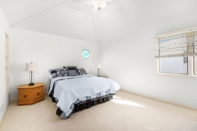 776 Avenida Salvador, San Clemente, CA 92672 - bedroom featuring baseboards, a ceiling fan, lofted ceiling, and light colored carpet