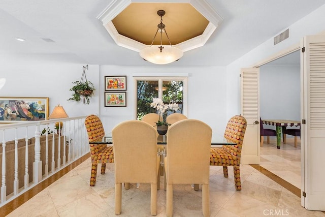 776 Avenida Salvador, San Clemente, CA 92672 - dining room featuring a raised ceiling, baseboards, and visible vents