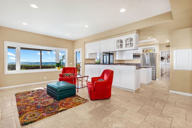 776 Avenida Salvador, San Clemente, CA 92672 - living room with baseboards, recessed lighting, stone tile floors, and visible vents