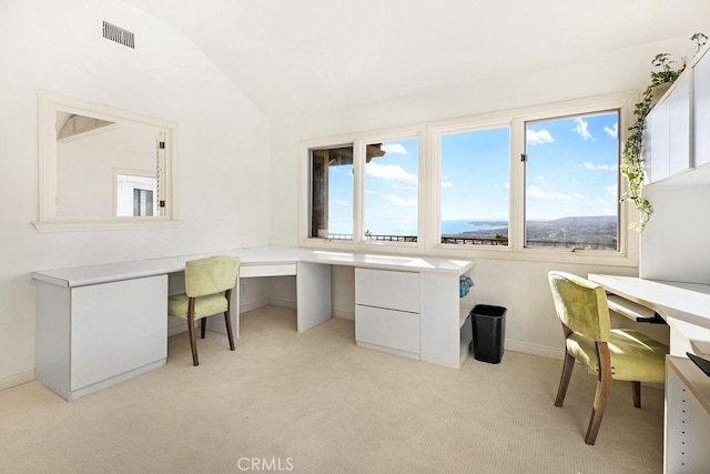 776 Avenida Salvador, San Clemente, CA 92672 - home office with visible vents, built in study area, baseboards, and light carpet