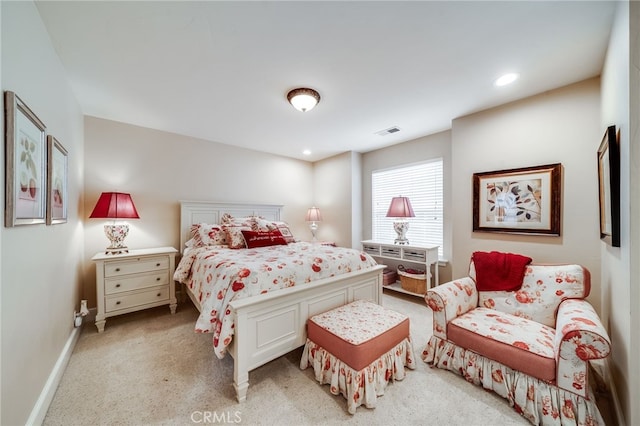 26122 Augusta Dr, Lake Arrowhead, CA 92352 - bedroom with light carpet, baseboards, and recessed lighting