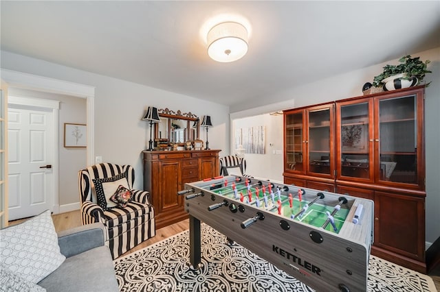 26122 Augusta Dr, Lake Arrowhead, CA 92352 - game room with light wood-type flooring
