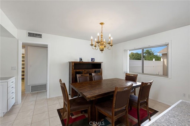 28970 Exmoor Ct, Menifee, CA 92586 - dining area featuring a chandelier, visible vents, and light tile patterned flooring