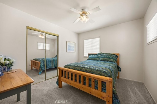2574 W Heffron Dr, Anaheim, CA 92804 - bedroom with carpet flooring, a ceiling fan, and a closet