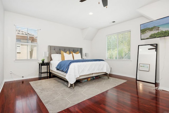 2258 Aventurine Pl, Carlsbad, CA 92009 - bedroom with wood finished floors, multiple windows, baseboards, recessed lighting, and a ceiling fan
