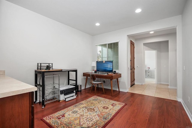 2258 Aventurine Pl, Carlsbad, CA 92009 - office with wood finished floors, recessed lighting, and baseboards